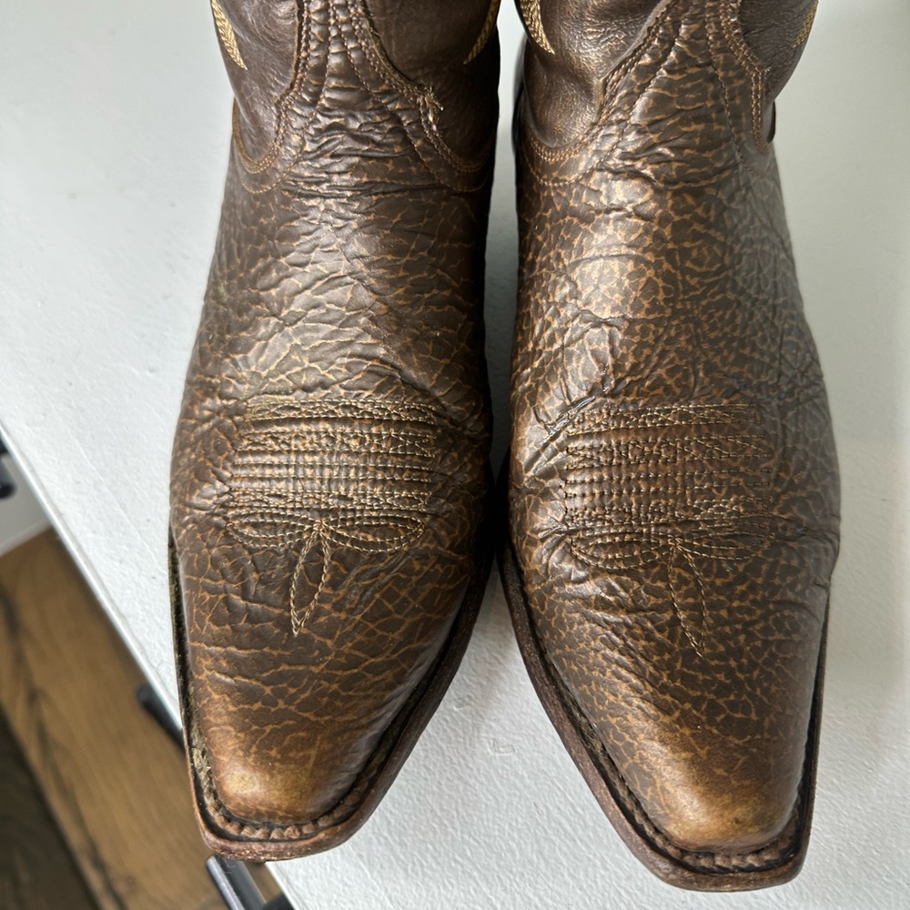 Shyanne Women’s 10M Gold Metallic Western Cowboy Boots Distressed Brown Leather - Picture 3 of 8